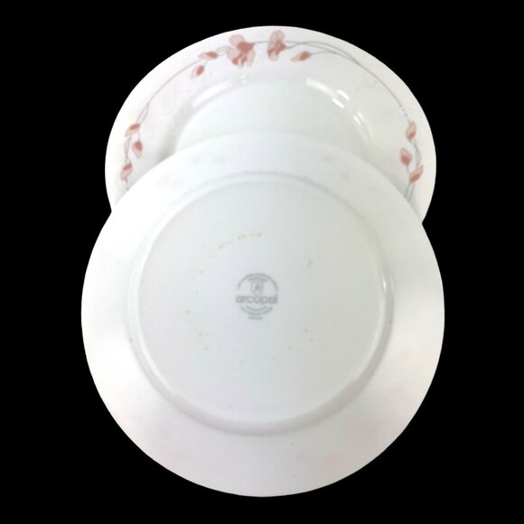 Arcopal France Linette 4 Dinner Plates White Peach Flowers Gray Stems 10.75" - Picture 5 of 10